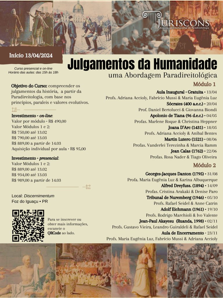 Cartaz Curso Julgamentos da Humanidade Módulos 1 e 2
